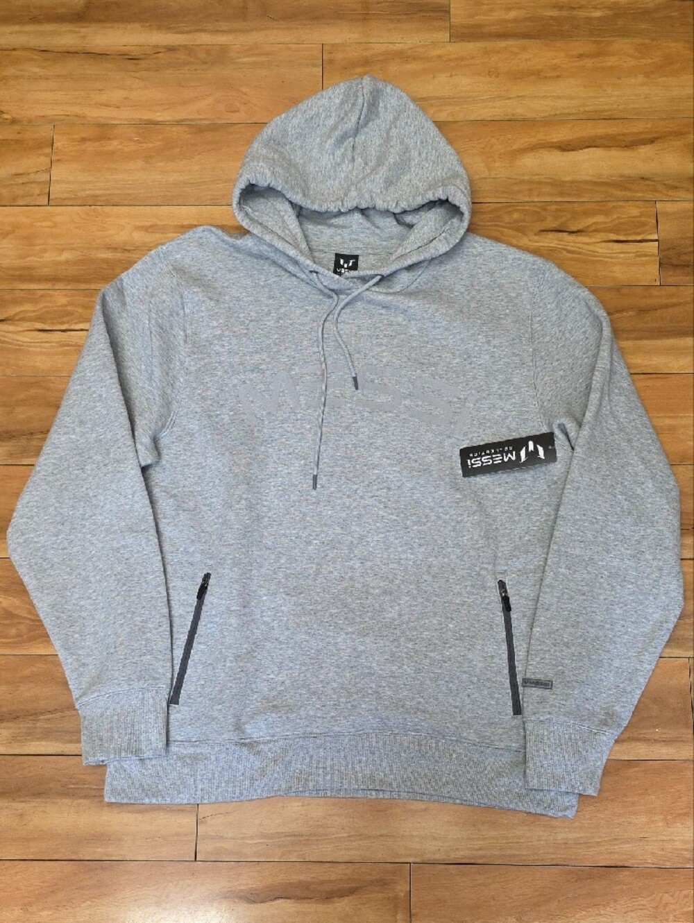 NEW Messi Collection Men's Fleece Active Hoodie Gray Sweatshirt Size XXL